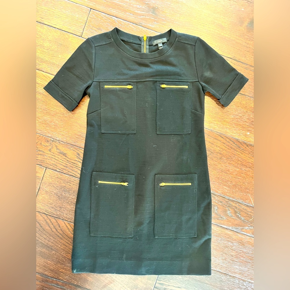 J crew black and gold zipper dress